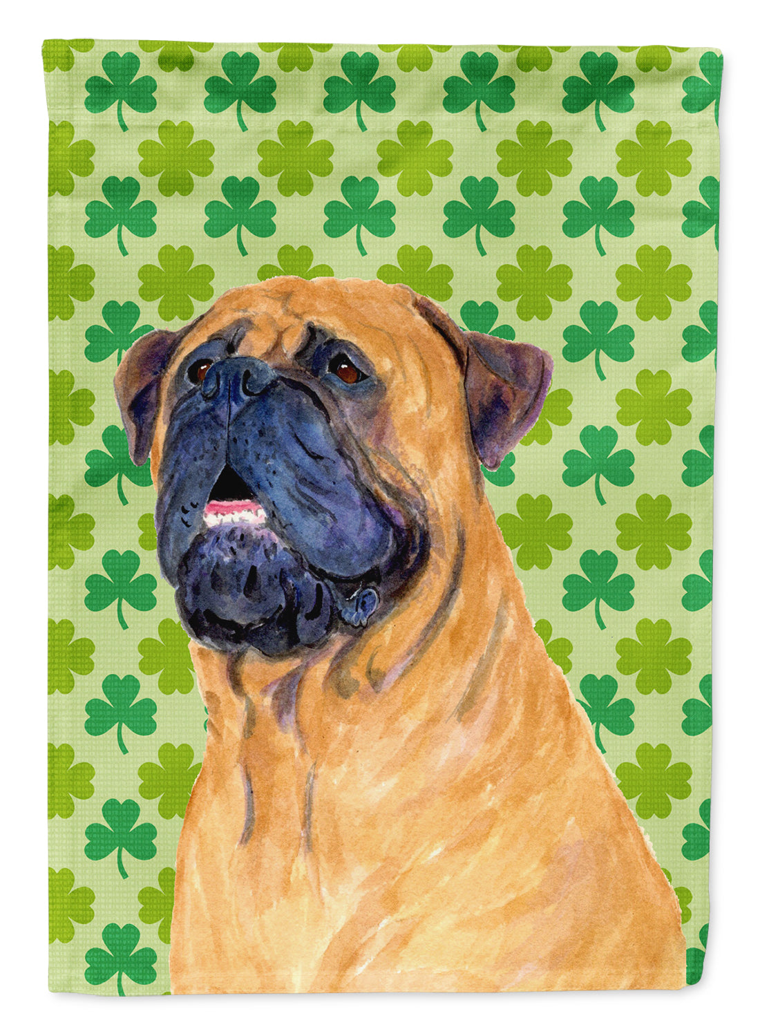 Mastiff St. Patrick's Day Shamrock Portrait Flag Canvas House Size  the-store.com.