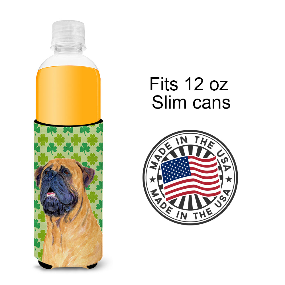 Mastiff St. Patrick's Day Shamrock Portrait Ultra Beverage Insulators for slim cans SS4451MUK.