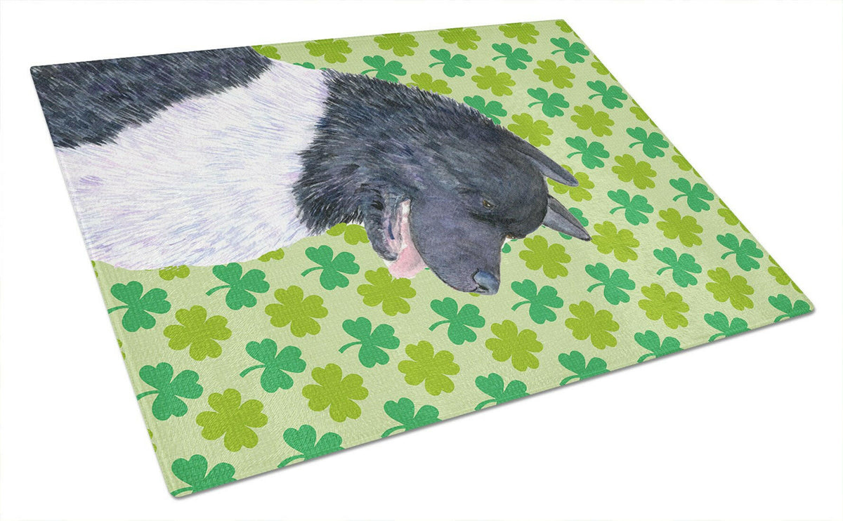 Akita St. Patrick&#39;s Day Shamrock Portrait Glass Cutting Board Large by Caroline&#39;s Treasures