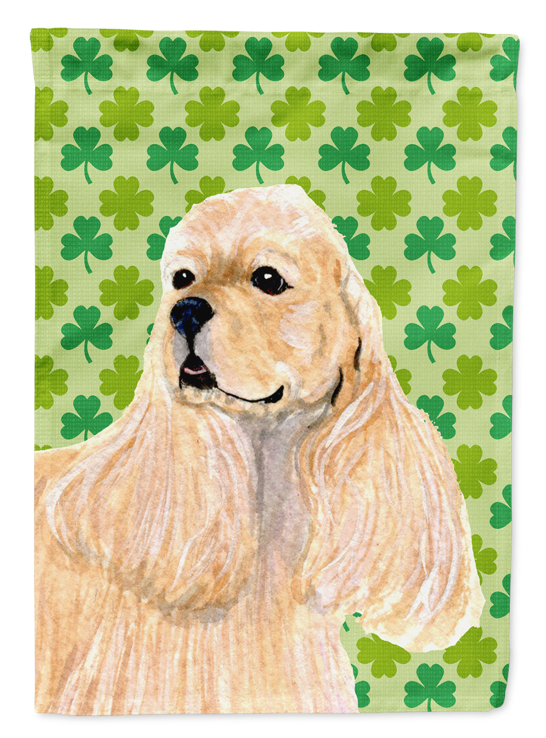 Cocker Spaniel St. Patrick&#39;s Day Shamrock Portrait Flag Canvas House Size  the-store.com.