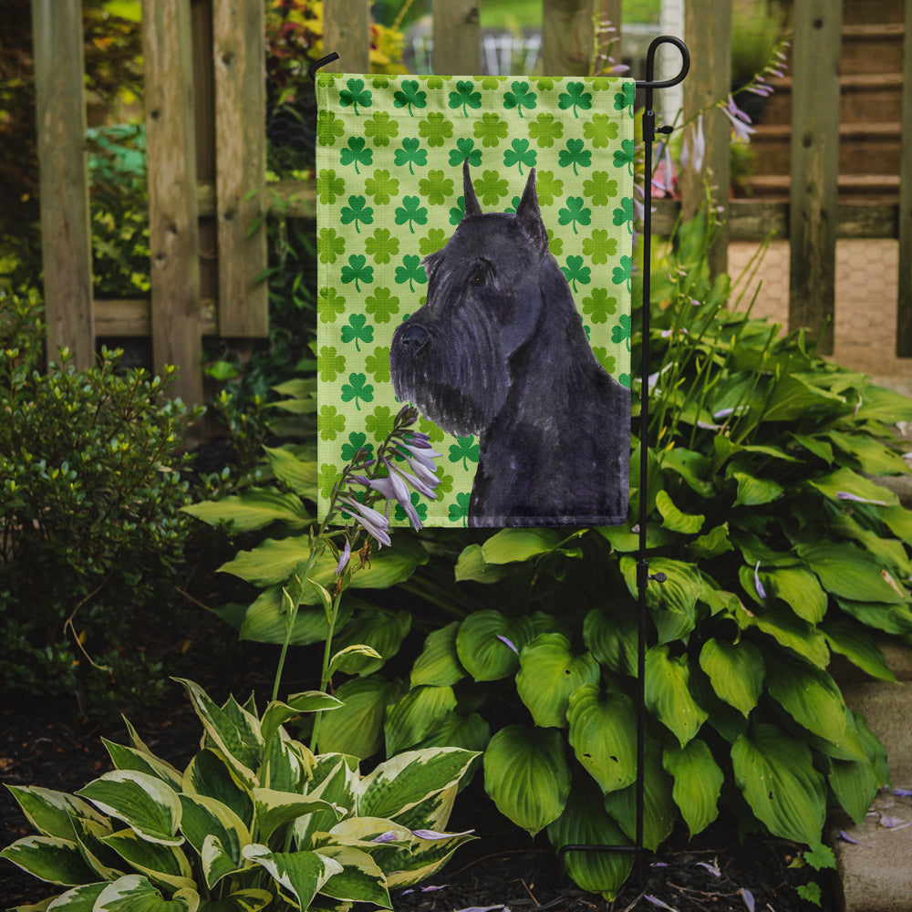 Schnauzer Giant St. Patrick's Day Shamrock Portrait Flag Garden Size.