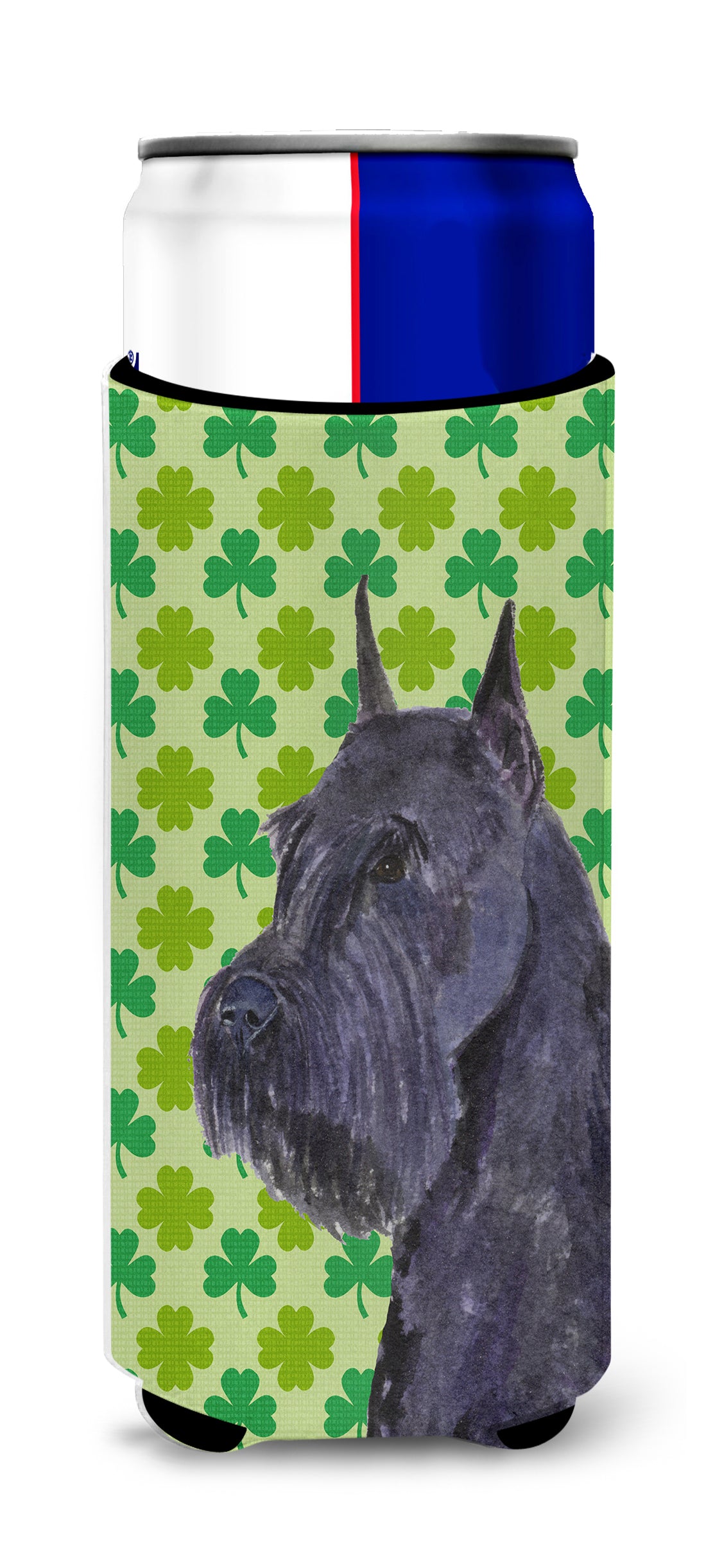 Schnauzer Giant St. Patrick's Day Shamrock Portrait Ultra Beverage Insulators for slim cans SS4454MUK.