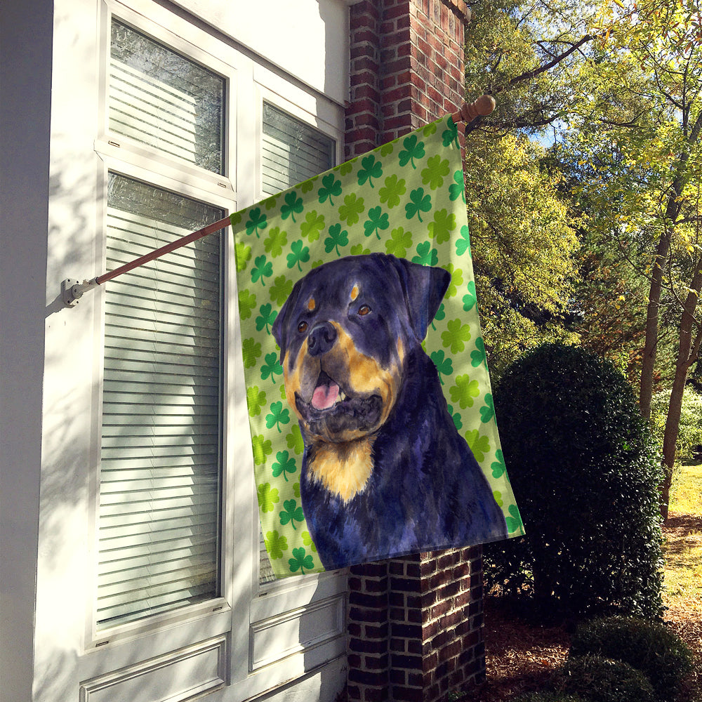 Rottweiler St. Patrick's Day Shamrock Portrait Flag Canvas House Size  the-store.com.