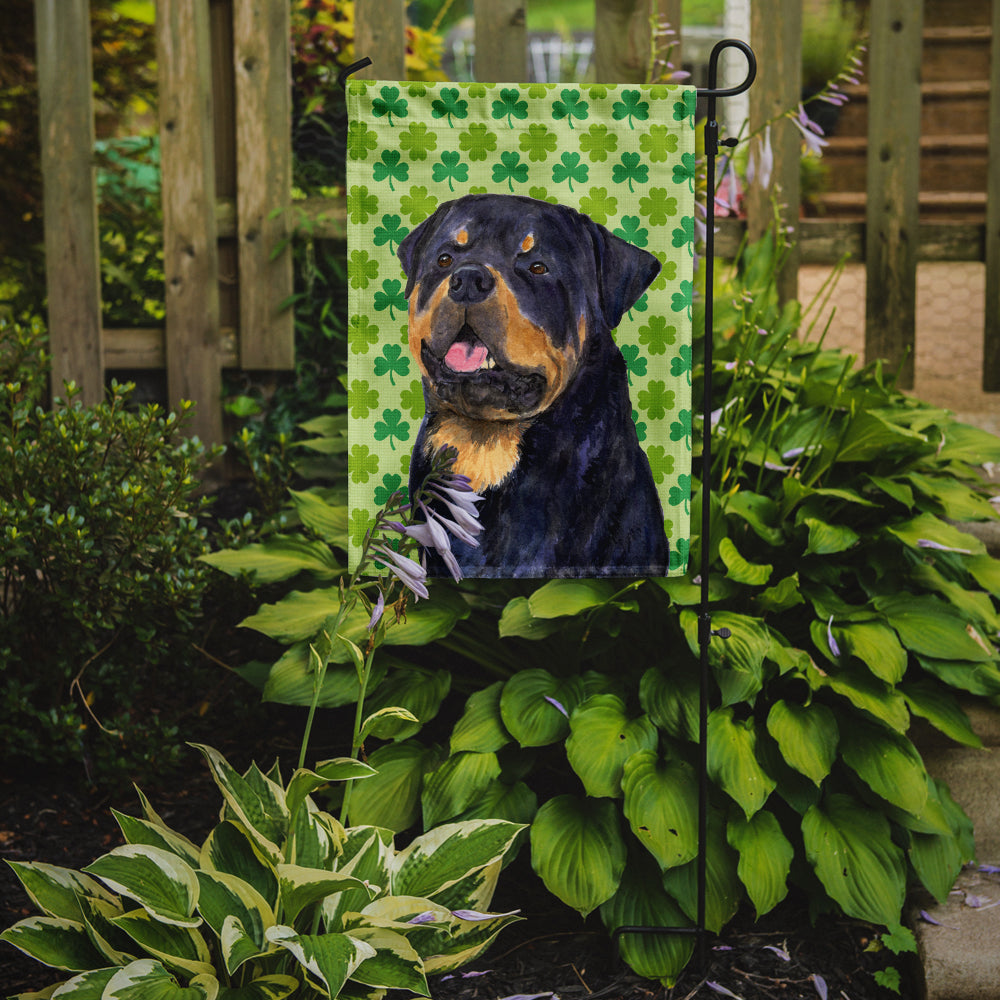 Rottweiler St. Patrick's Day Shamrock Portrait Flag Garden Size.