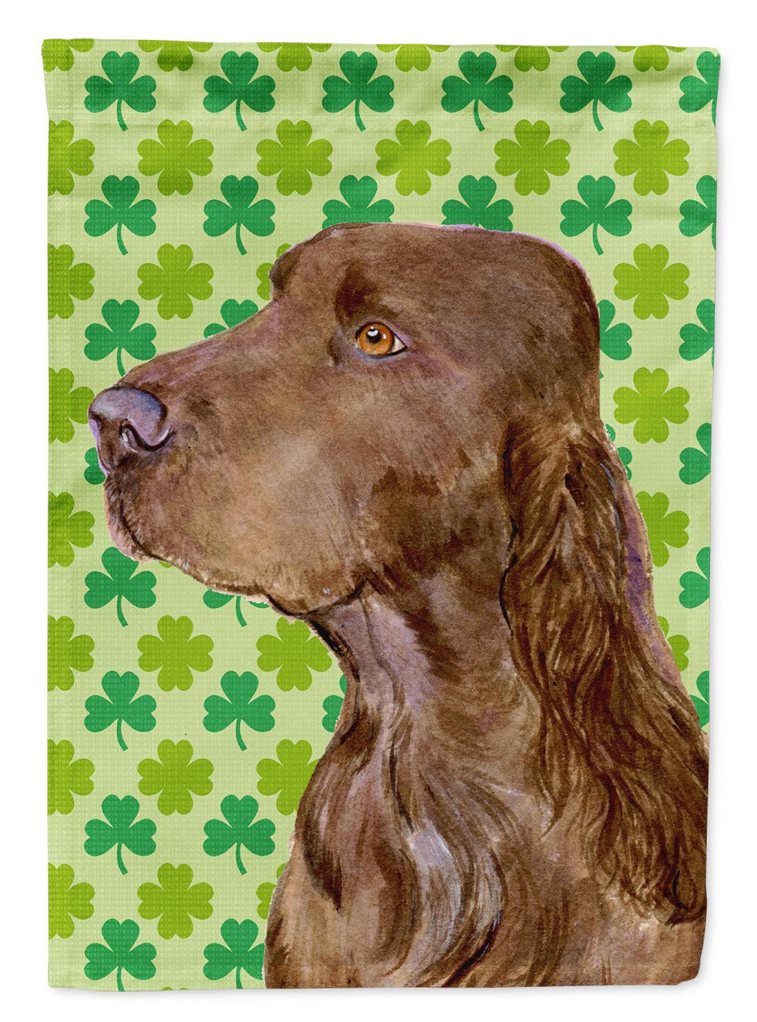 Field Spaniel St. Patrick's Day Shamrock Portrait Flag Canvas House Size  the-store.com.