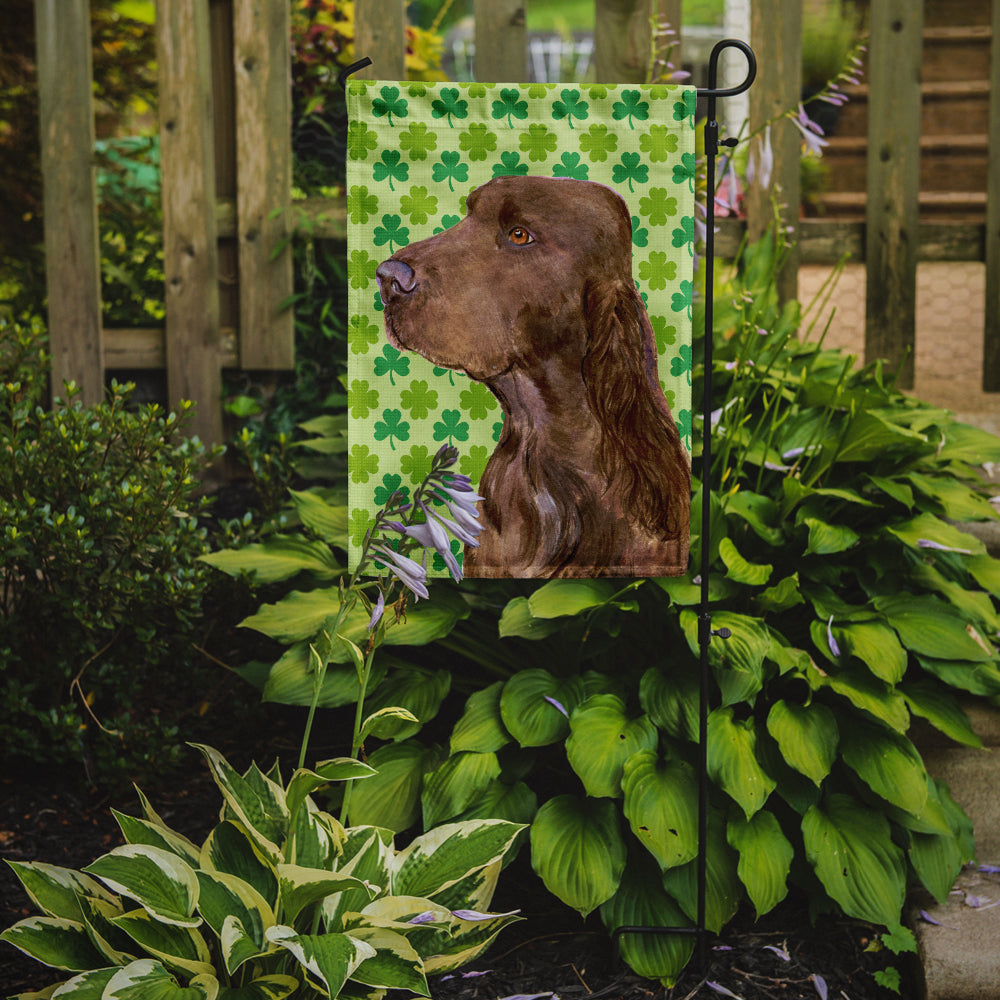 Field Spaniel St. Patrick's Day Shamrock Portrait Flag Garden Size.