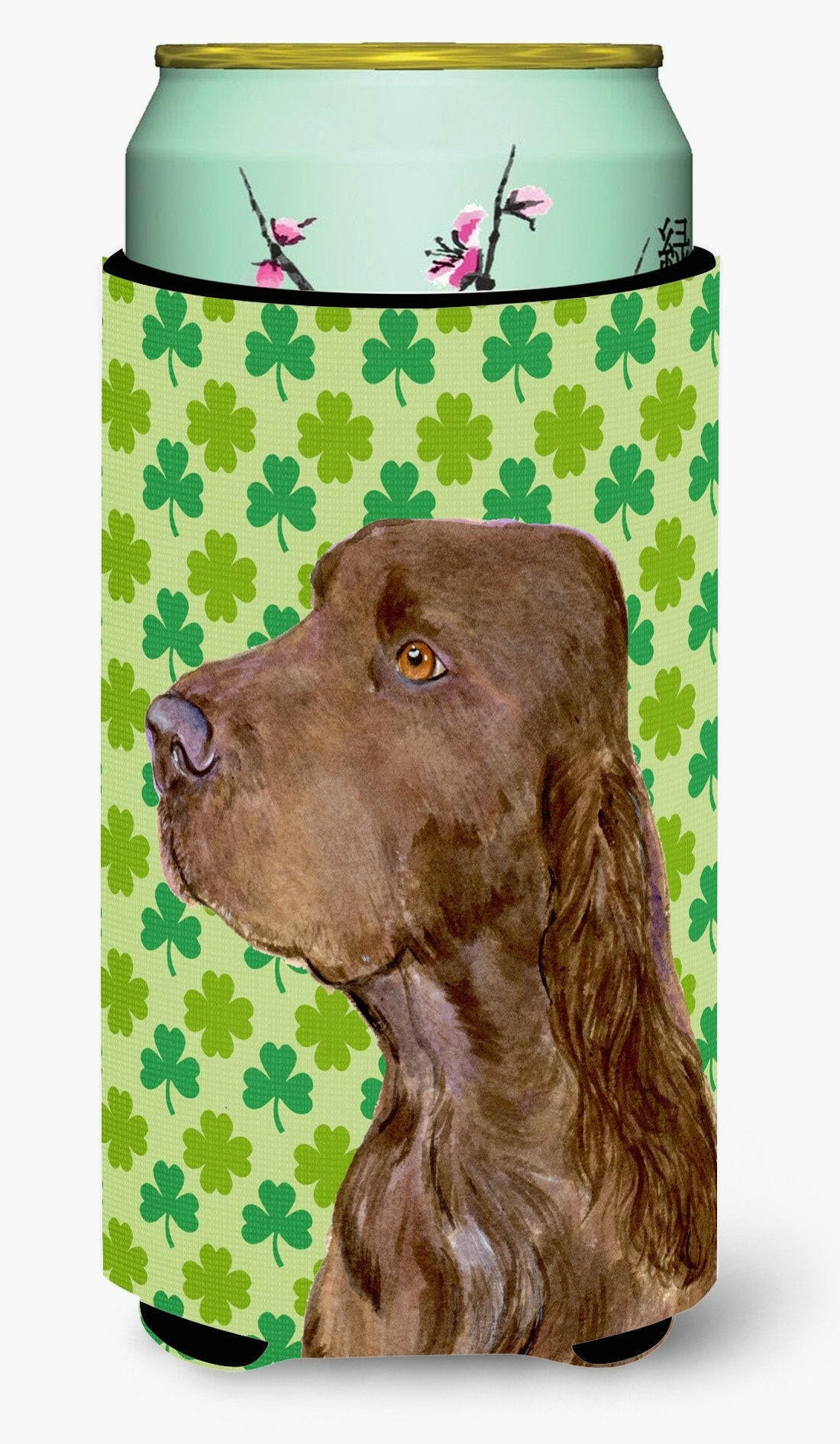 Field Spaniel St. Patrick&#39;s Day Shamrock Portrait  Tall Boy Beverage Insulator Beverage Insulator Hugger by Caroline&#39;s Treasures