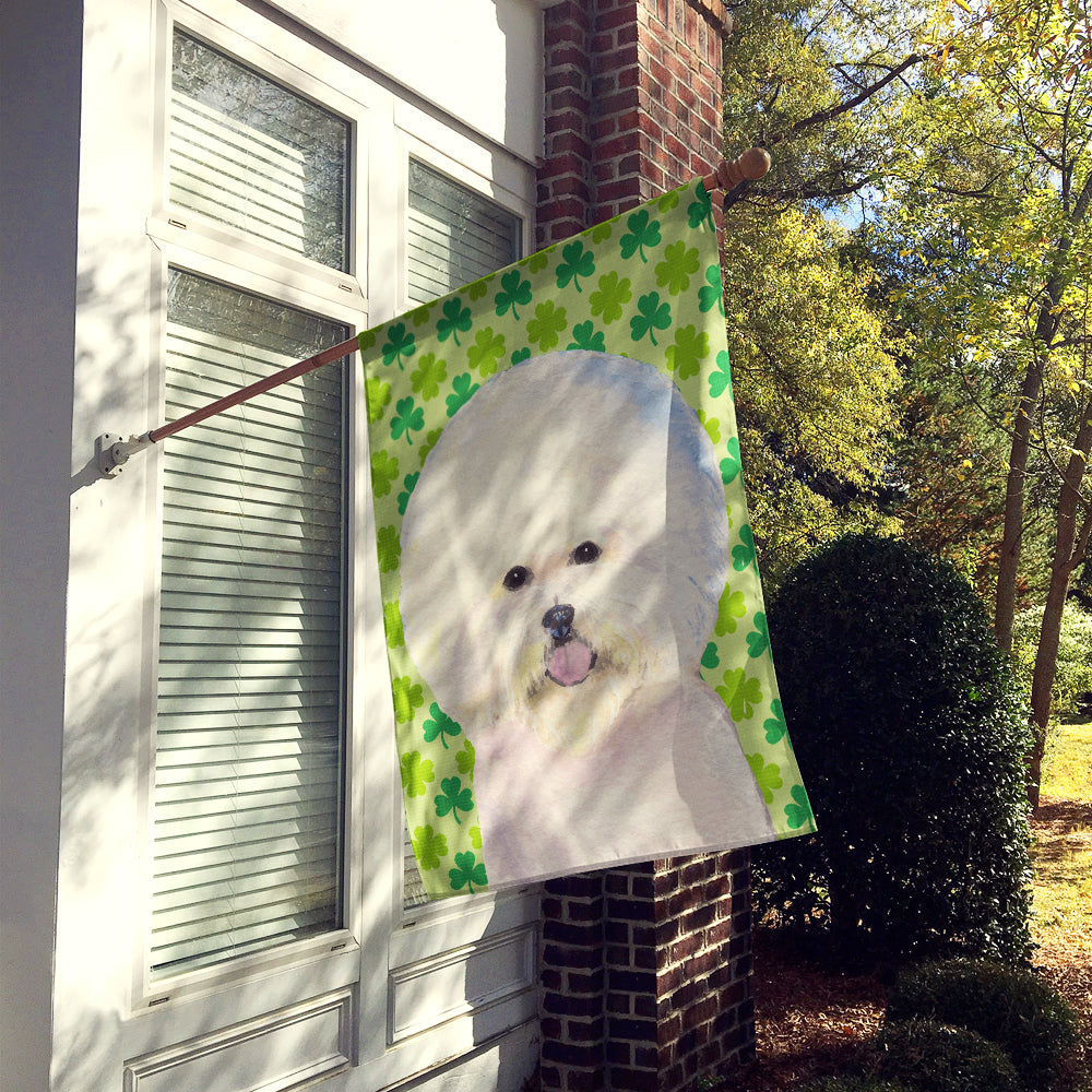 Bichon Frise St. Patrick's Day Shamrock Portrait Flag Canvas House Size  the-store.com.