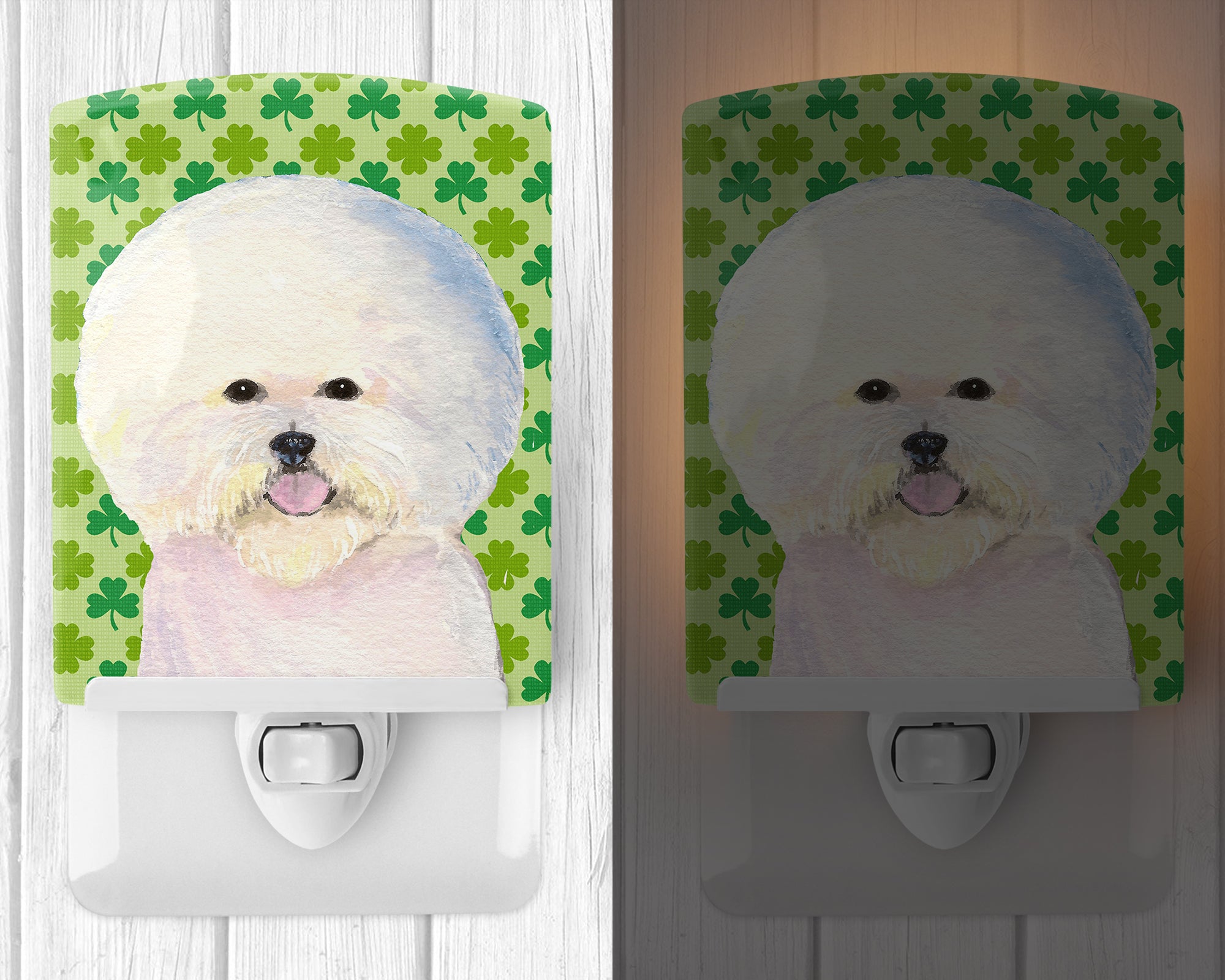 Bichon Frise St. Patrick's Day Shamrock Portrait Ceramic Night Light SS4457CNL - the-store.com