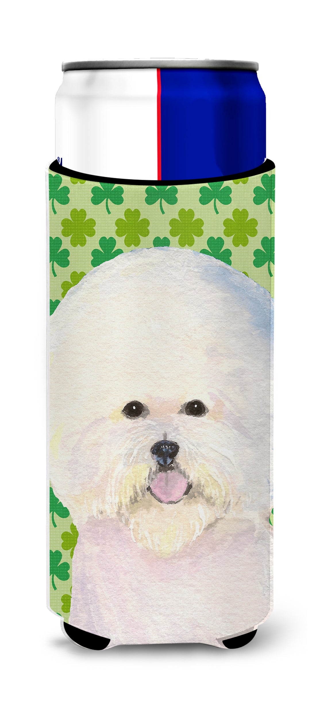 Bichon Frise St. Patrick's Day Shamrock Portrait Ultra Beverage Insulators for slim cans SS4457MUK.