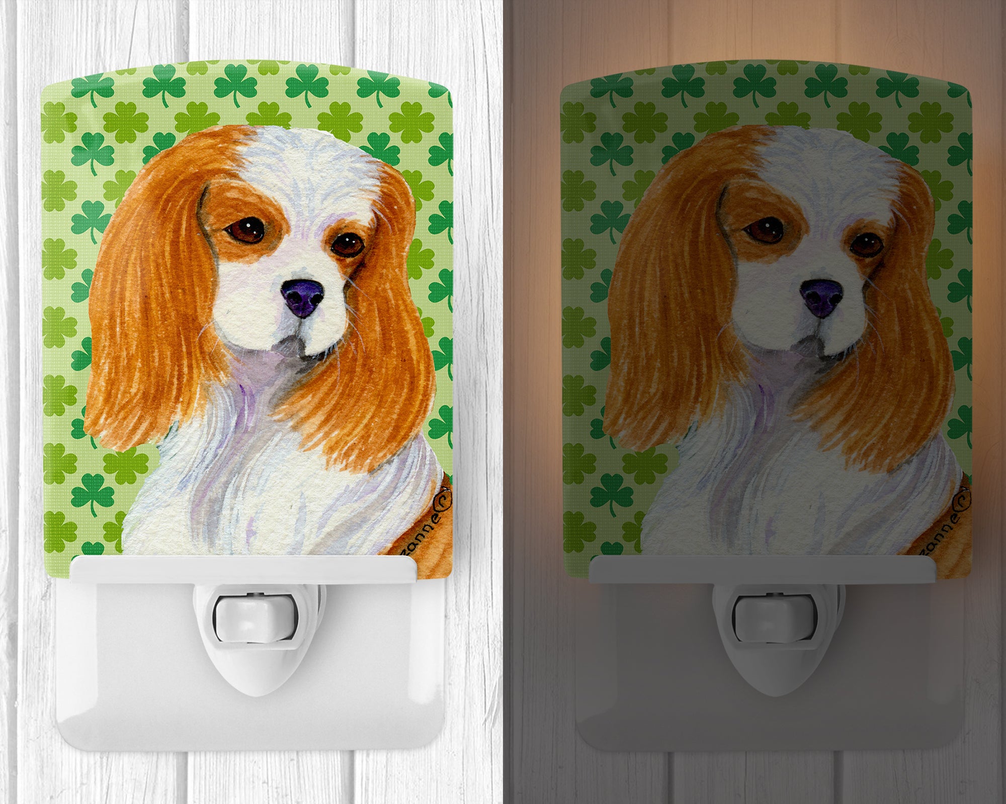 Cavalier Spaniel St. Patrick's Day Shamrock Portrait Ceramic Night Light SS4458CNL - the-store.com