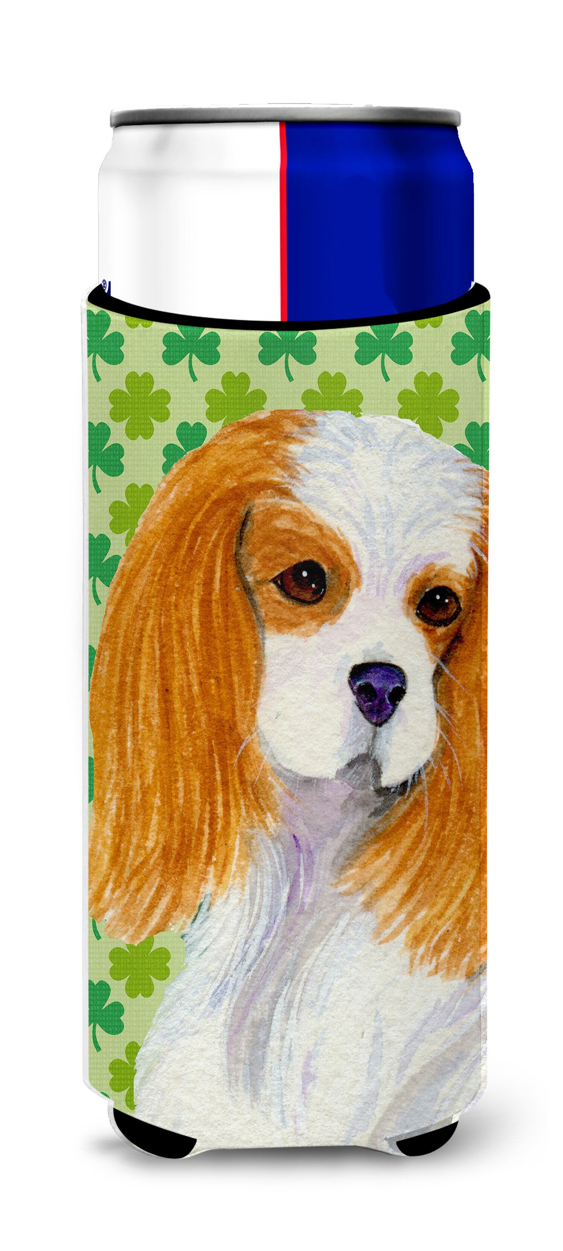 Cavalier Spaniel St. Patrick&#39;s Day Shamrock Portrait Ultra Beverage Insulators for slim cans SS4458MUK.