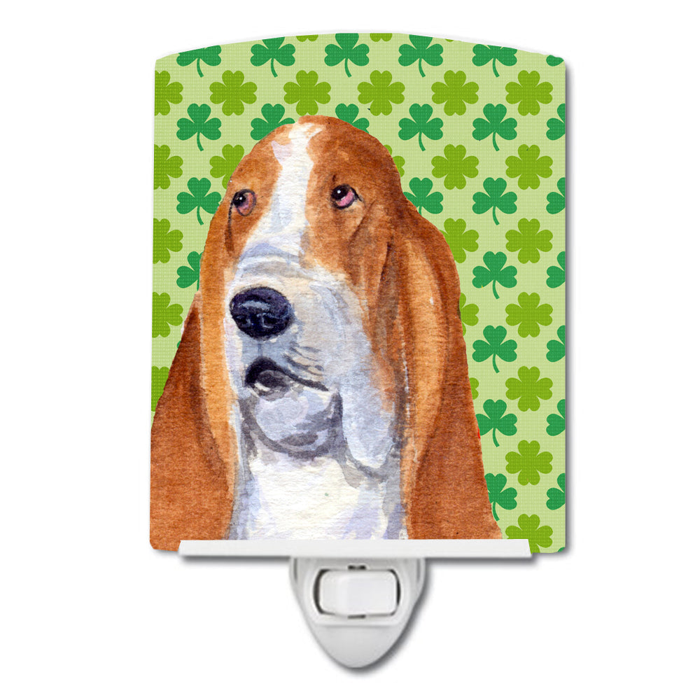 Basset Hound St. Patrick's Day Shamrock Portrait Ceramic Night Light SS4459CNL - the-store.com