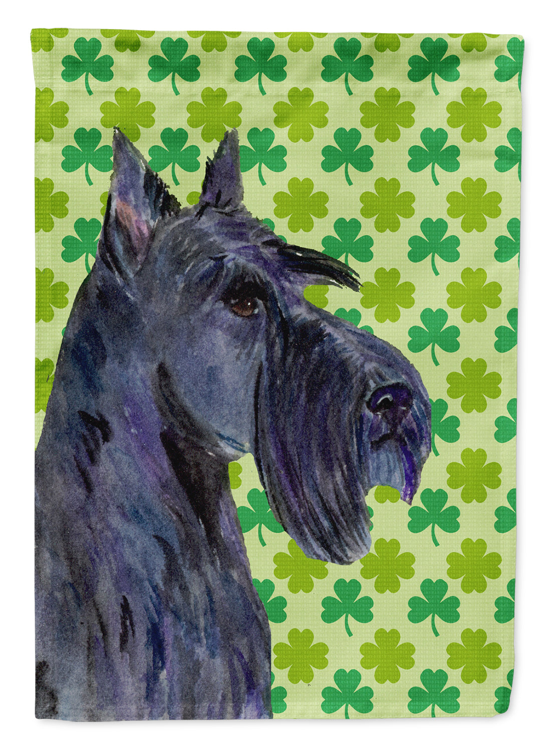 Scottish Terrier St. Patrick's Day Shamrock Portrait Flag Garden Size.