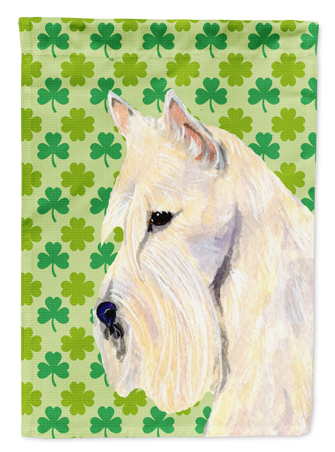 Scottish Terrier St. Patrick's Day Shamrock Portrait Flag Garden Size.