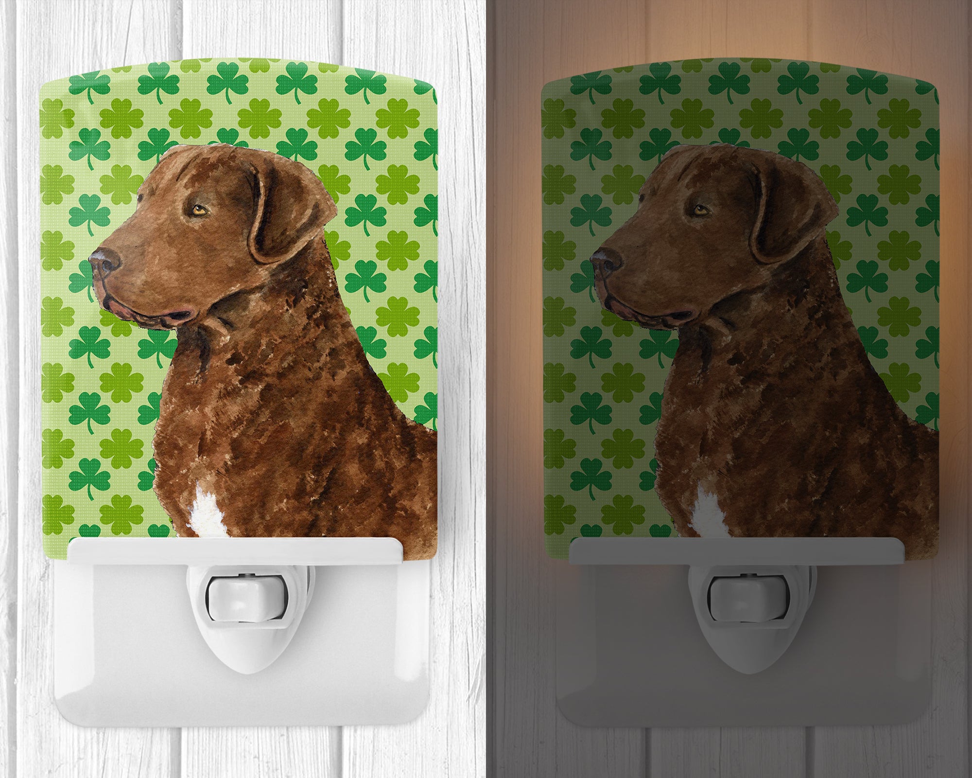 Chesapeake Bay Retriever St. Patrick's Day Shamrock Portrait Ceramic Night Light SS4462CNL - the-store.com