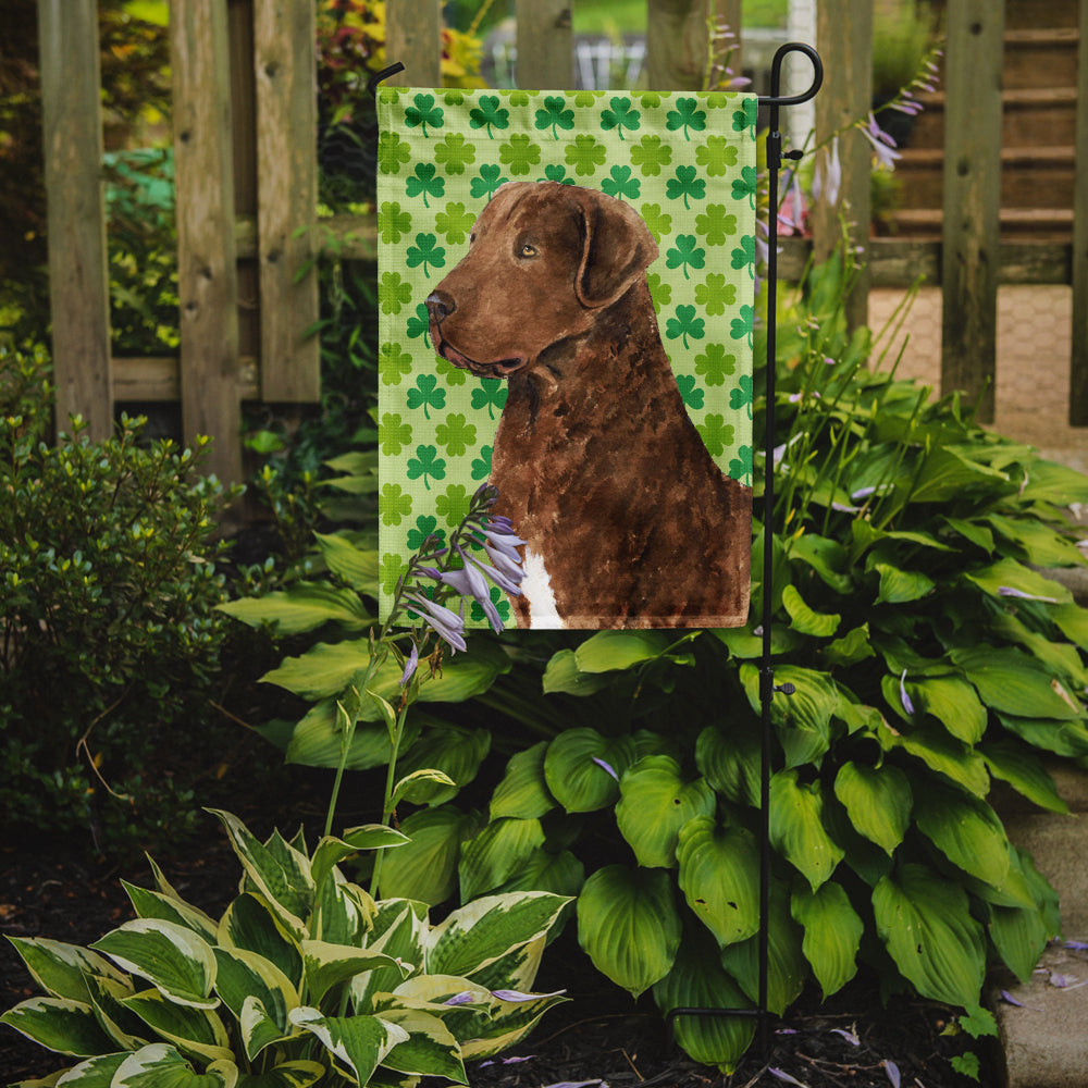 Chesapeake Bay Retriever St. Patrick's Day Shamrock Portrait Flag Garden Size.