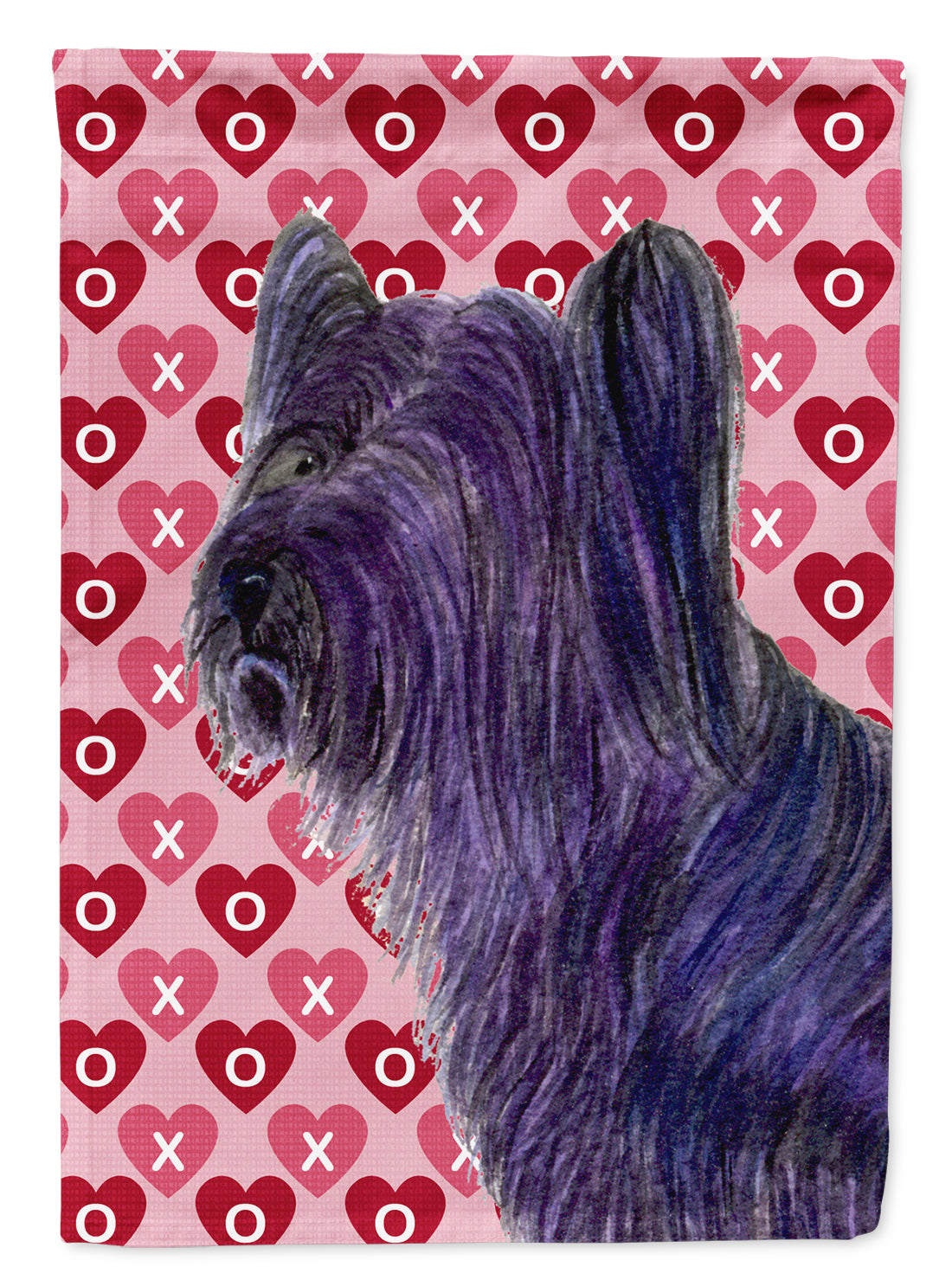 Skye Terrier Hearts Love Valentine&#39;s Day Flag Canvas House Size  the-store.com.