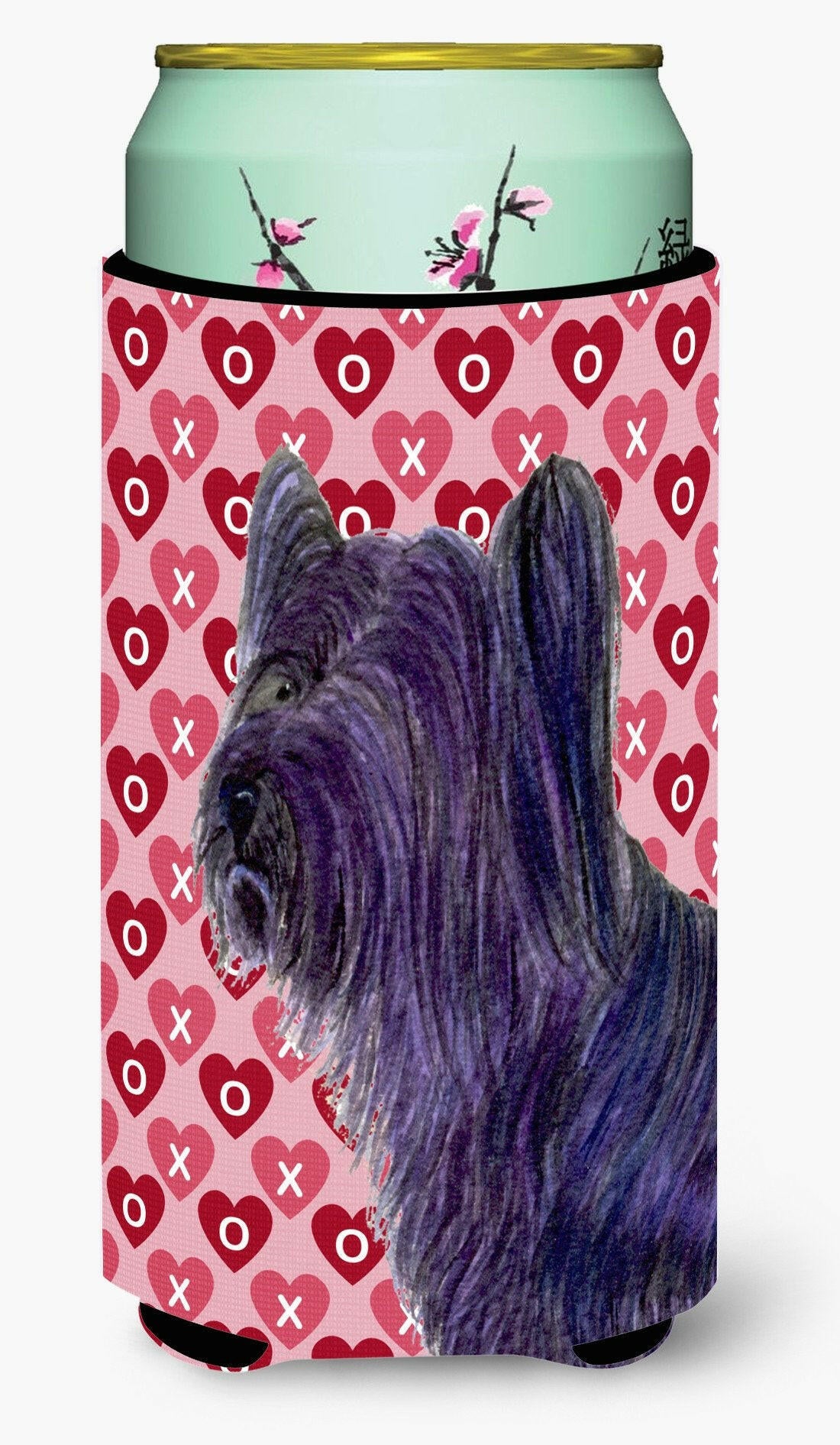 Skye Terrier Hearts Love and Valentine's Day Portrait  Tall Boy Beverage Insulator Beverage Insulator Hugger by Caroline's Treasures