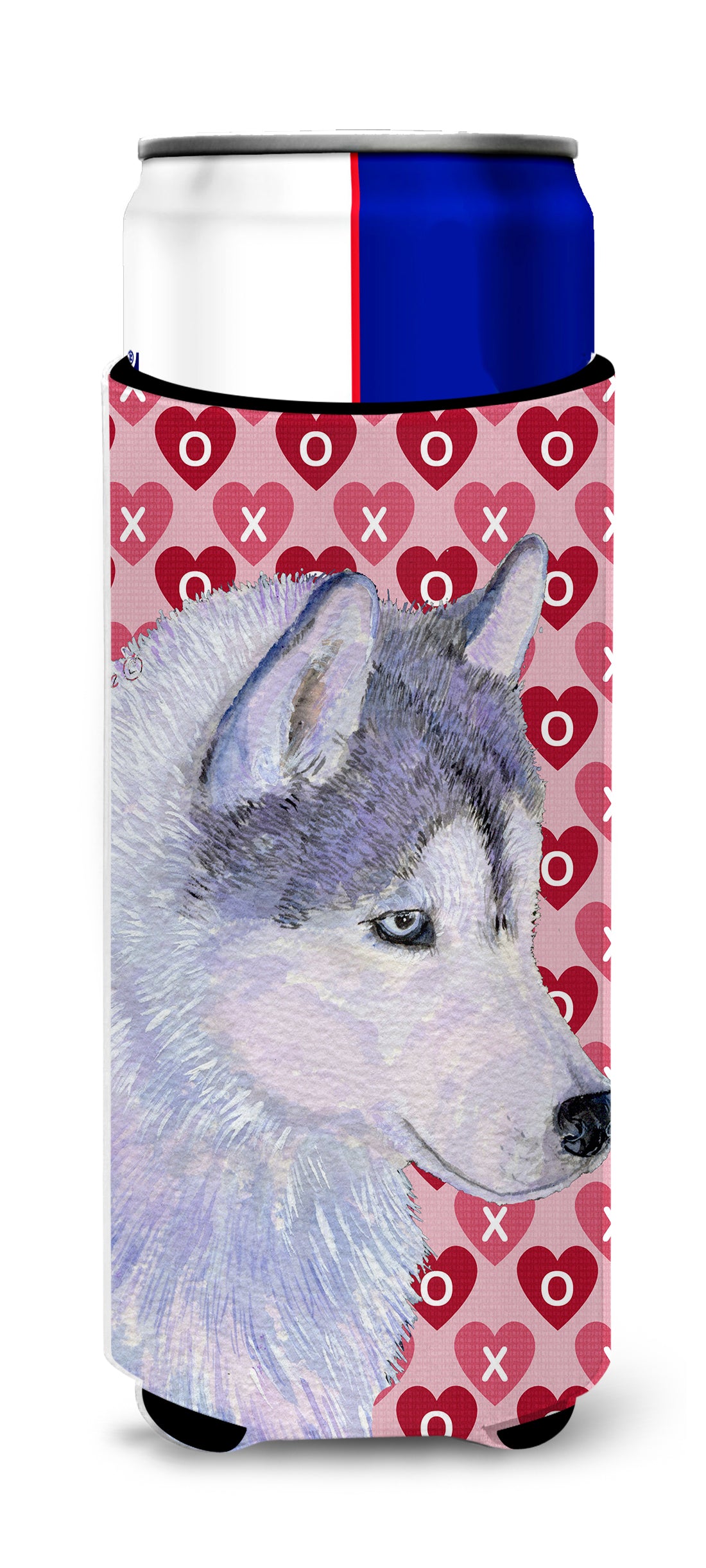 Siberian Husky Hearts Love Valentine's Day Ultra Beverage Insulators for slim cans SS4464MUK.