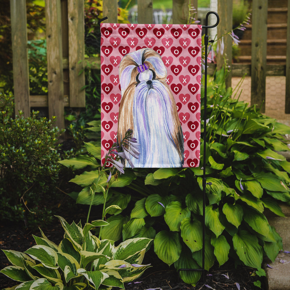 Shih Tzu Hearts Love and Valentine's Day Portrait Flag Garden Size.