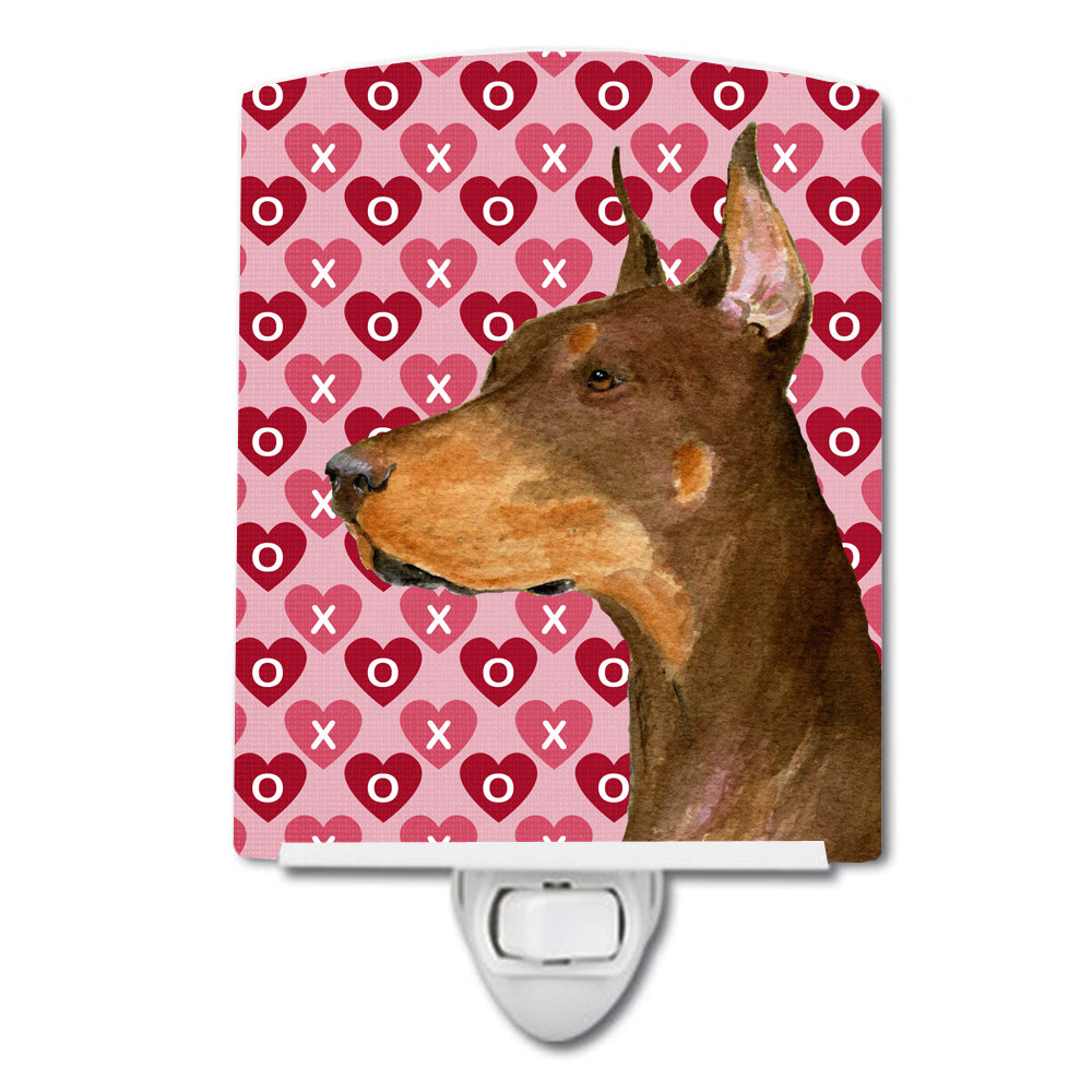 Doberman Hearts Love and Valentine&#39;s Day Portrait Ceramic Night Light SS4468CNL - the-store.com