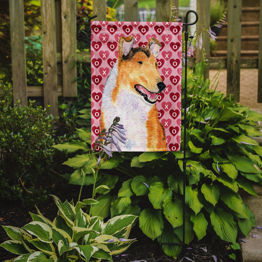 Collie Smooth Hearts Love and Valentine's Day Portrait Flag Garden Size.