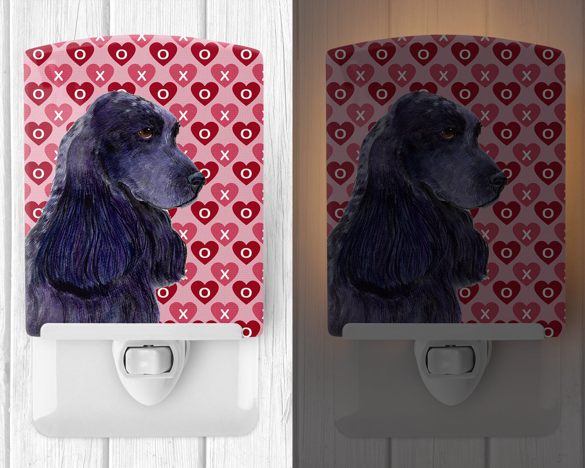 Black Cocker Spaniel Hearts Love Valentine's Day Ceramic Night Light SS4471CNL - the-store.com