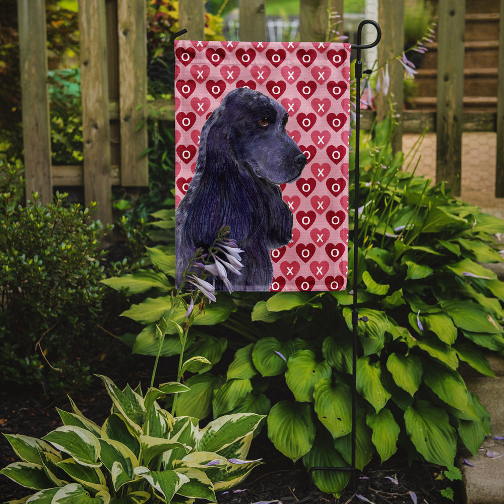 Black Cocker Spaniel Hearts Love Valentine's Day Flag Garden Size.