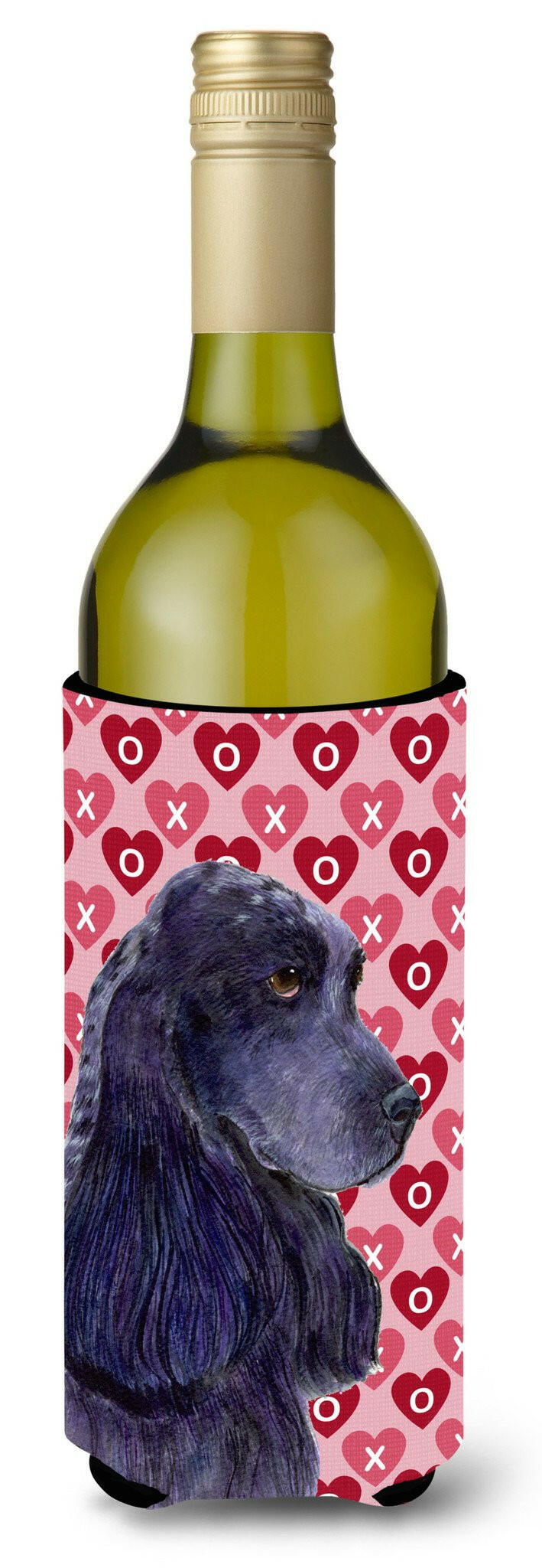 Black Cocker Spaniel Hearts Love Valentine's Day Wine Bottle Beverage Insulator Beverage Insulator Hugger by Caroline's Treasures