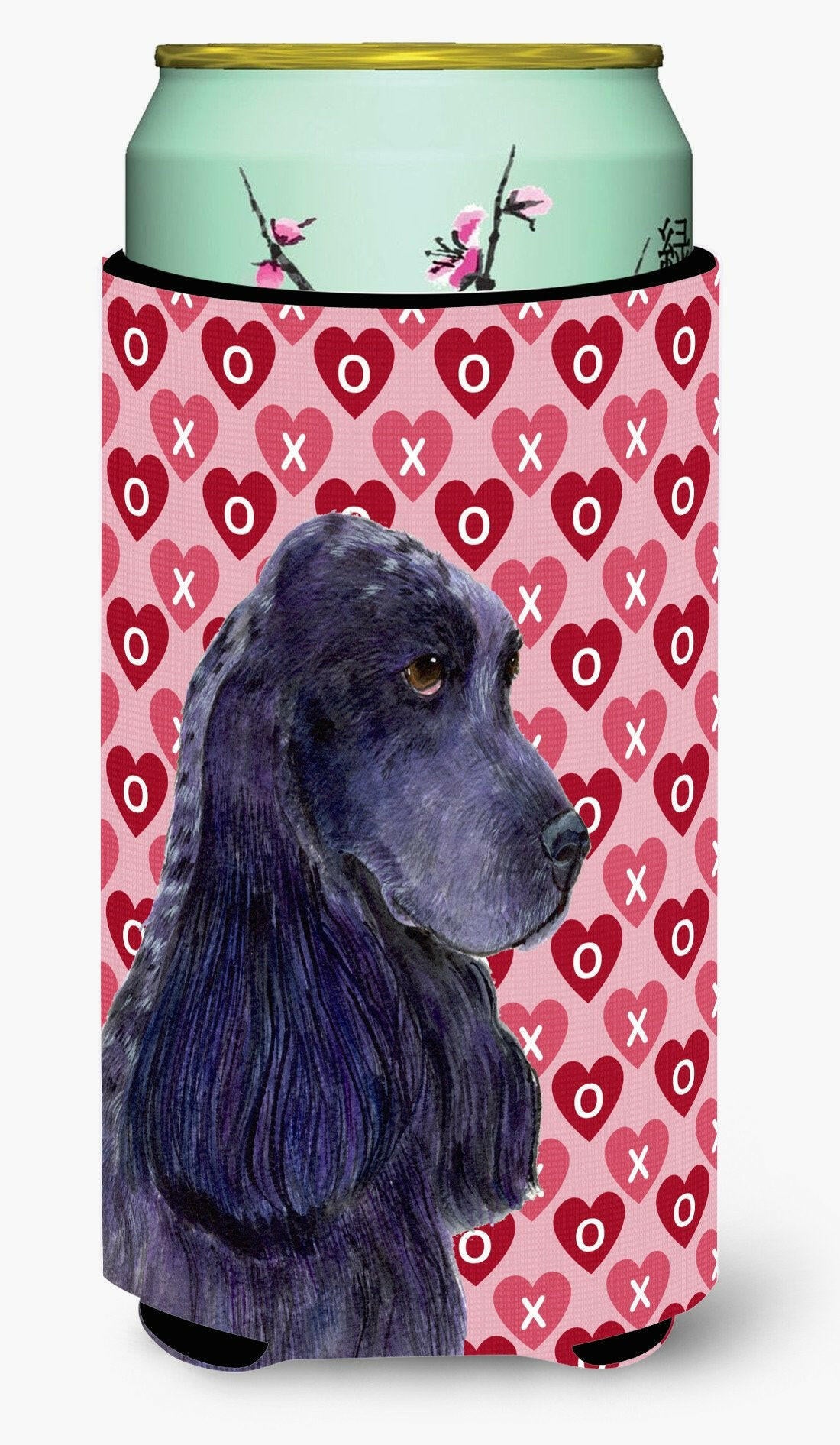 Black Cocker Spaniel Hearts Love Valentine's Day  Tall Boy Beverage Insulator Beverage Insulator Hugger by Caroline's Treasures