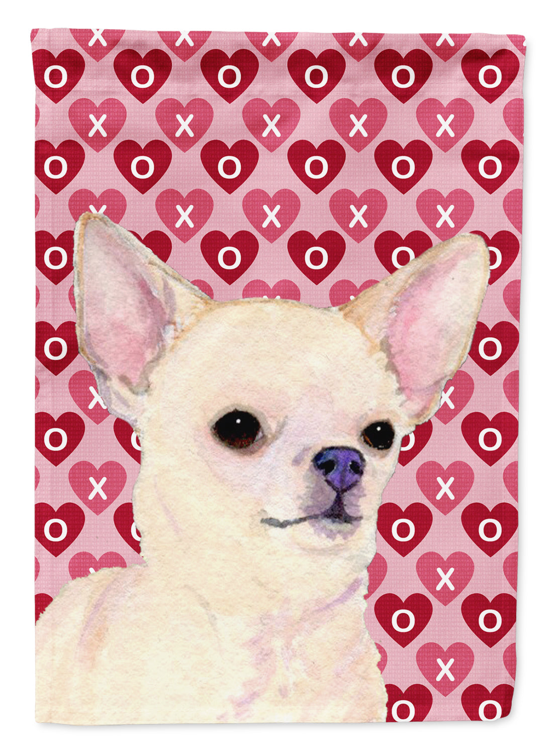 Chihuahua Hearts Love and Valentine&#39;s Day Portrait Flag Canvas House Size  the-store.com.