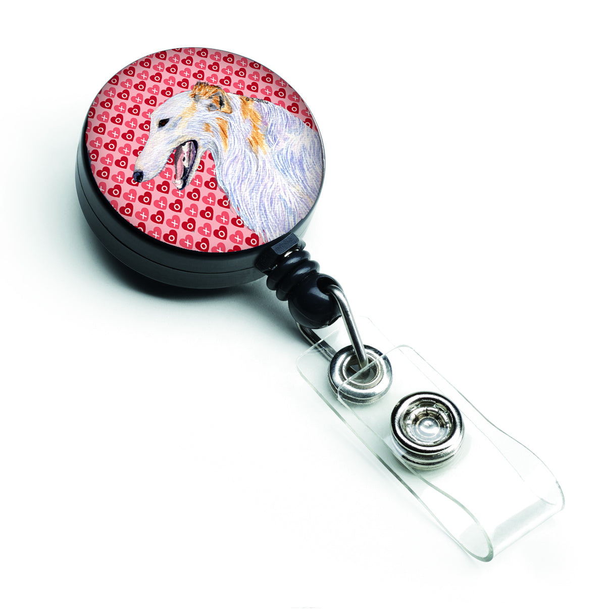 Borzoi Love  Retractable Badge Reel or ID Holder with Clip.