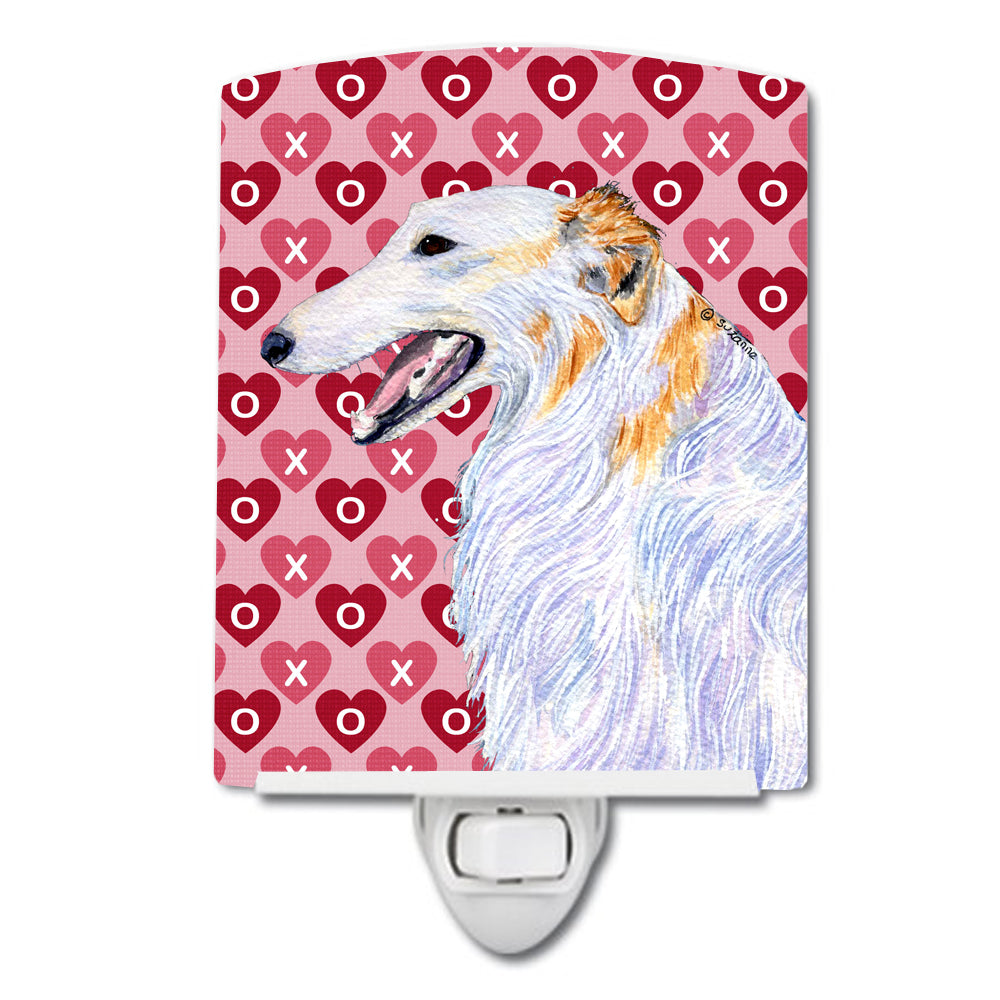 Borzoi Hearts Love and Valentine's Day Portrait Ceramic Night Light SS4475CNL - the-store.com