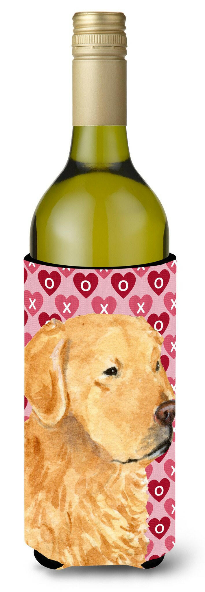 Golden Retriever Hearts Love Valentine's Day Wine Bottle Beverage Insulator Beverage Insulator Hugger by Caroline's Treasures