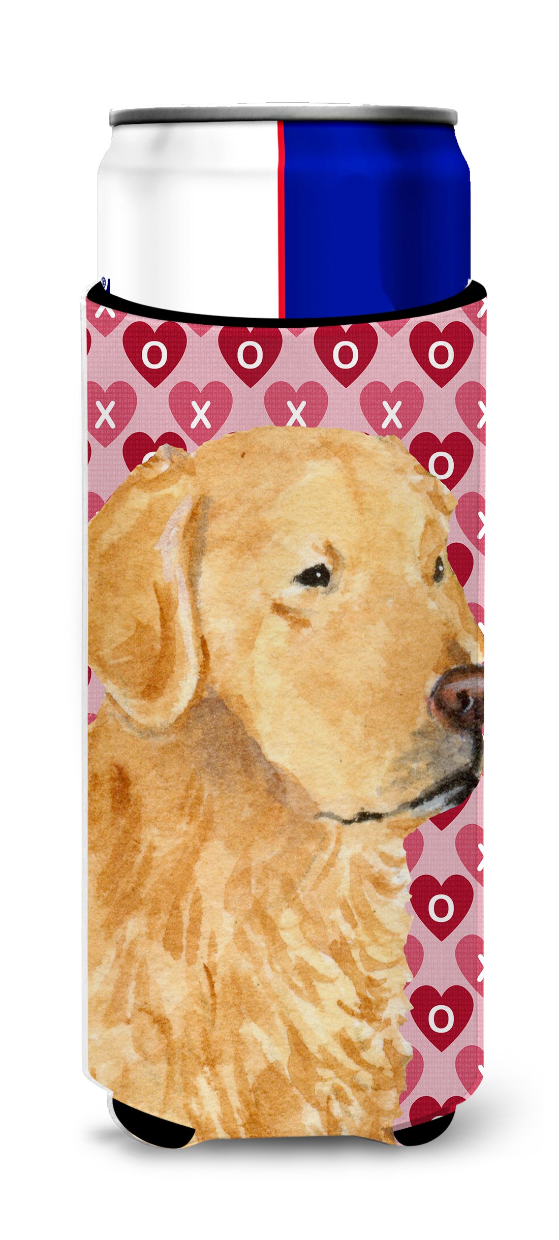 Golden Retriever Hearts Love Valentine's Day Ultra Beverage Insulators for slim cans SS4476MUK.