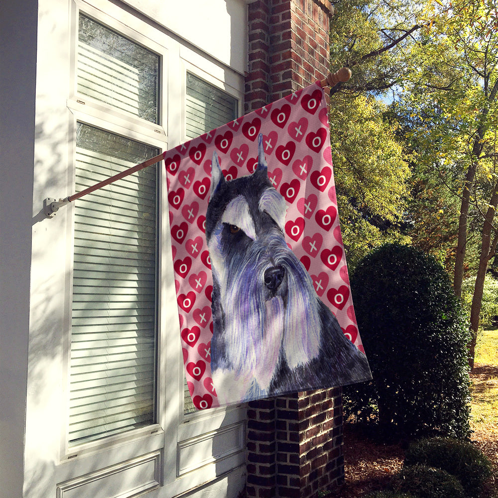 Schnauzer Hearts Love Valentine's Day Flag Canvas House Size  the-store.com.