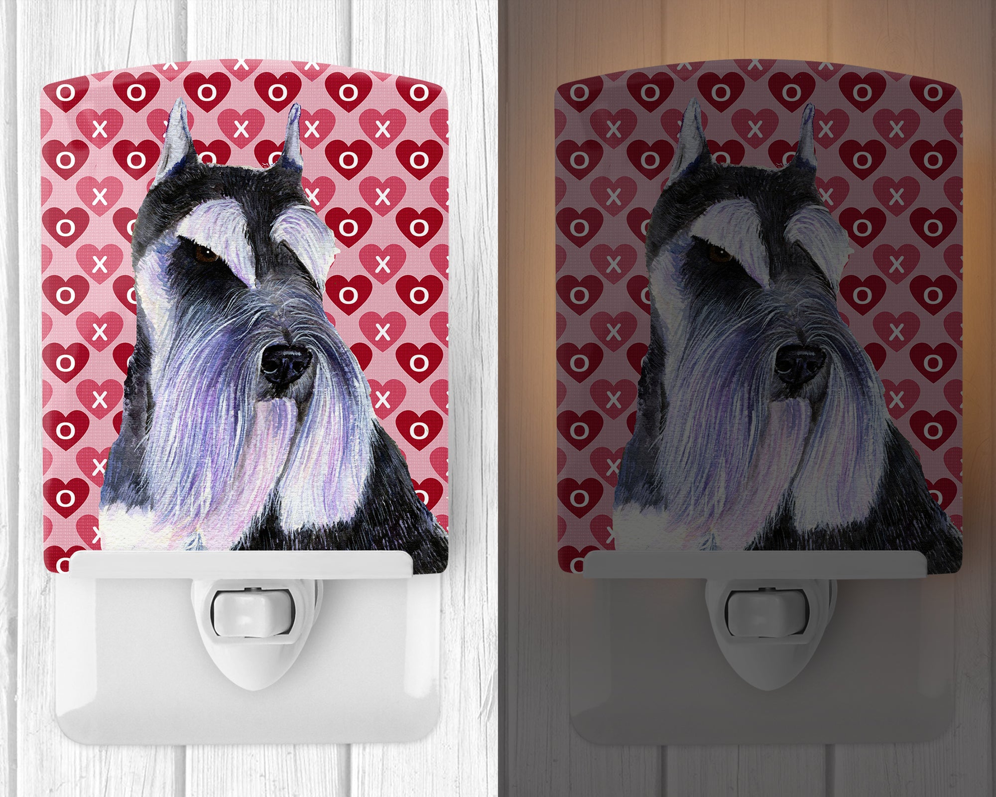 Schnauzer Hearts Love and Valentine's Day Portrait Ceramic Night Light SS4477CNL - the-store.com