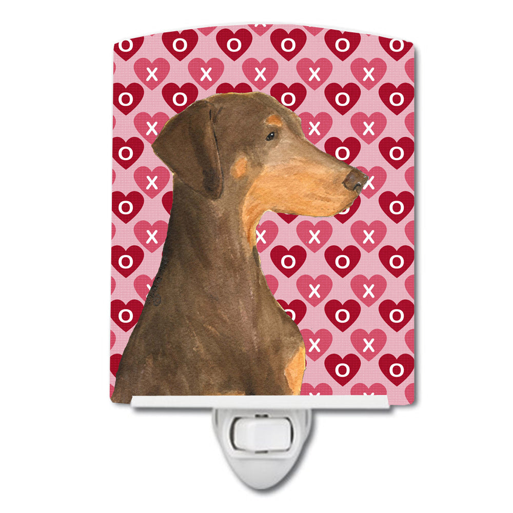 Doberman Hearts Love and Valentine's Day Portrait Ceramic Night Light SS4479CNL - the-store.com