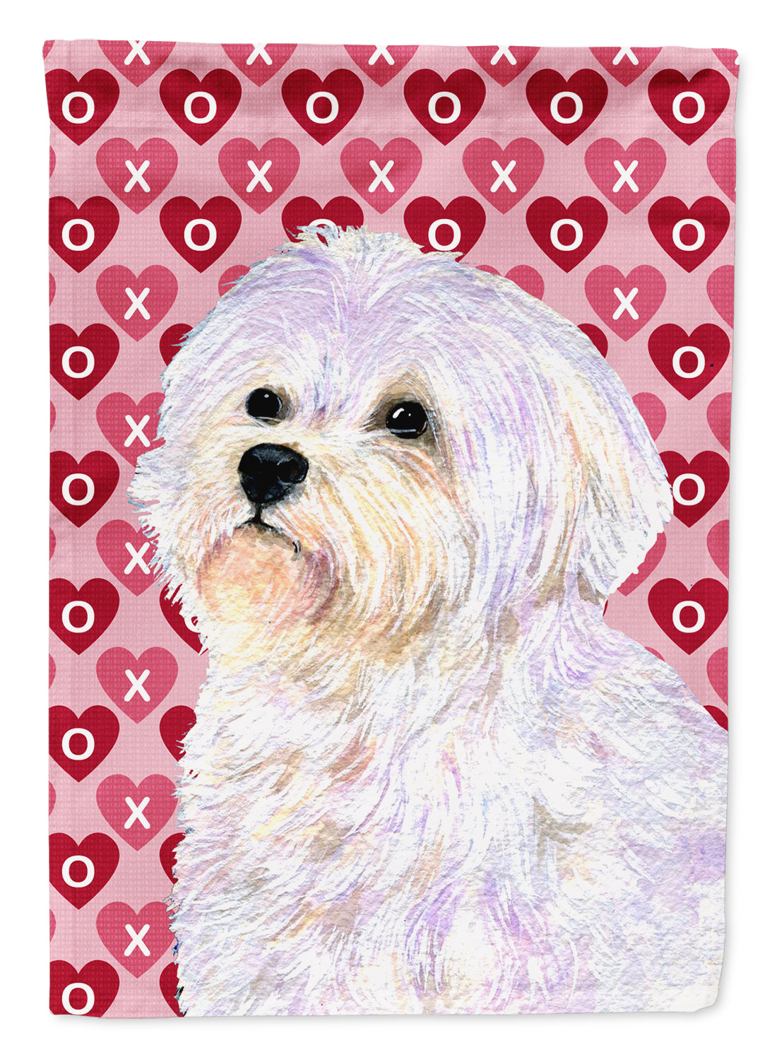 Maltese Hearts Love and Valentine's Day Portrait Flag Canvas House Size  the-store.com.