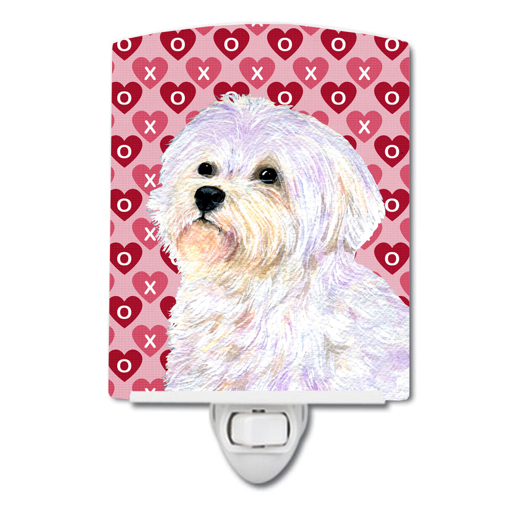 Maltese Hearts Love and Valentine's Day Portrait Ceramic Night Light SS4481CNL - the-store.com