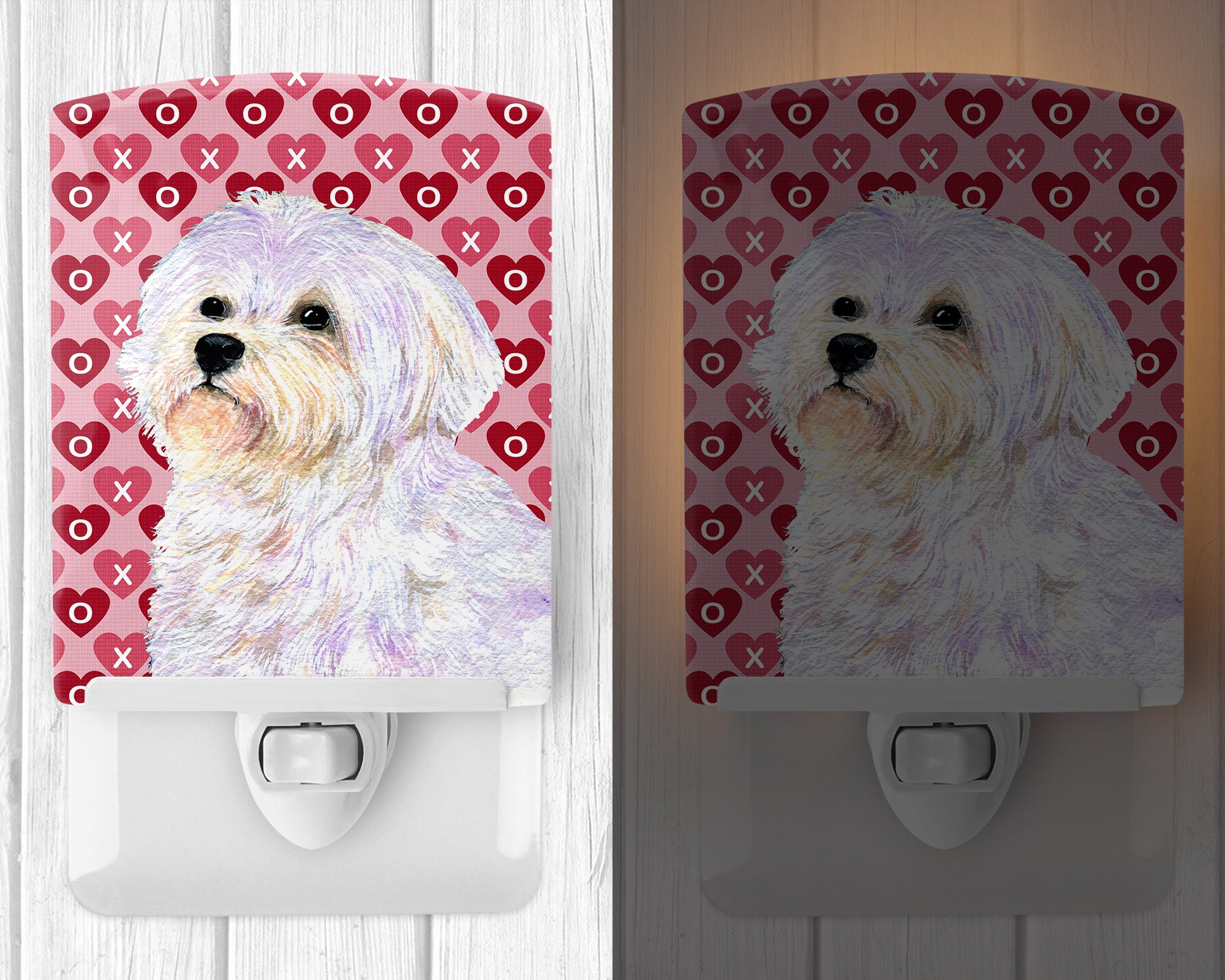 Maltese Hearts Love and Valentine's Day Portrait Ceramic Night Light SS4481CNL - the-store.com