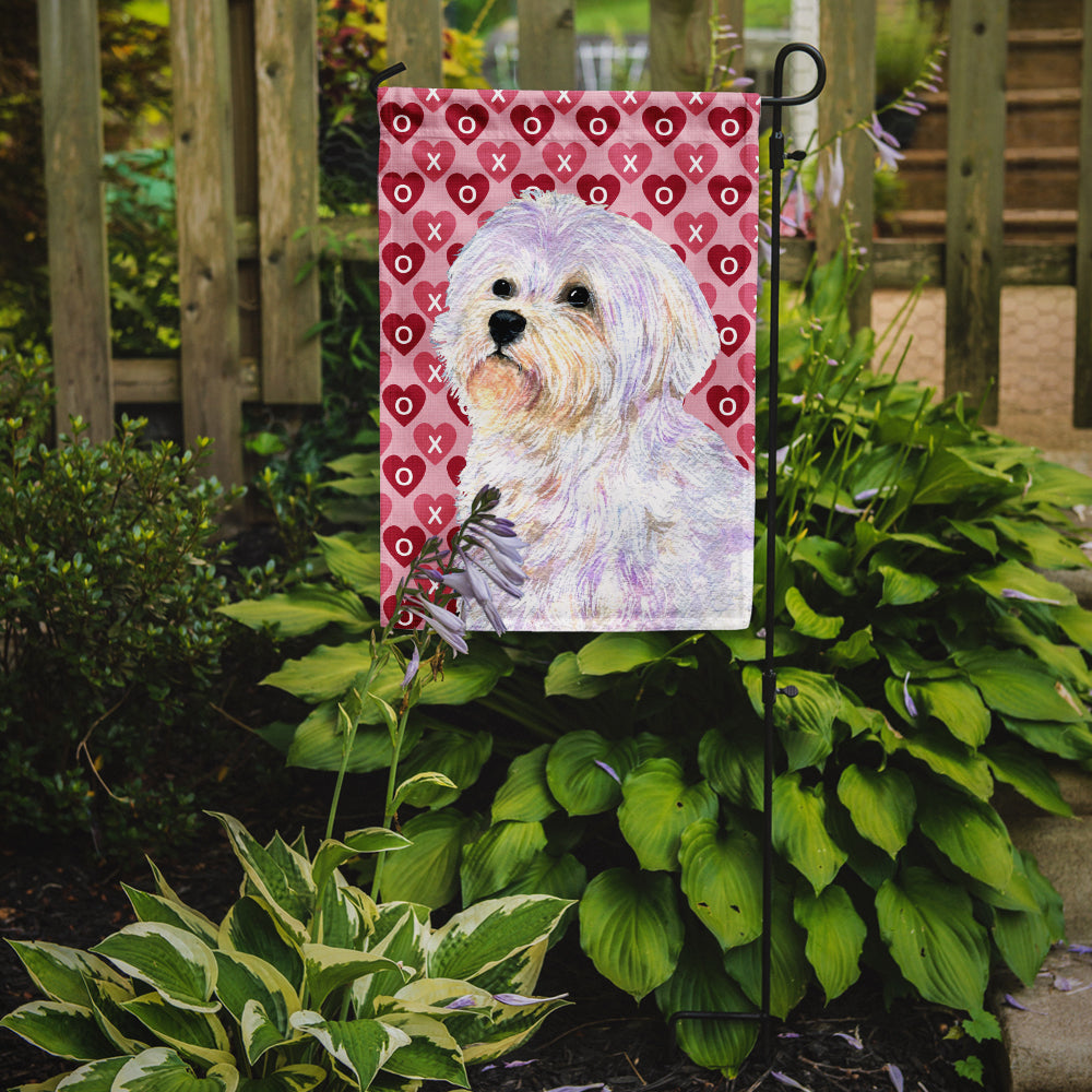 Maltese Hearts Love and Valentine's Day Portrait Flag Garden Size.