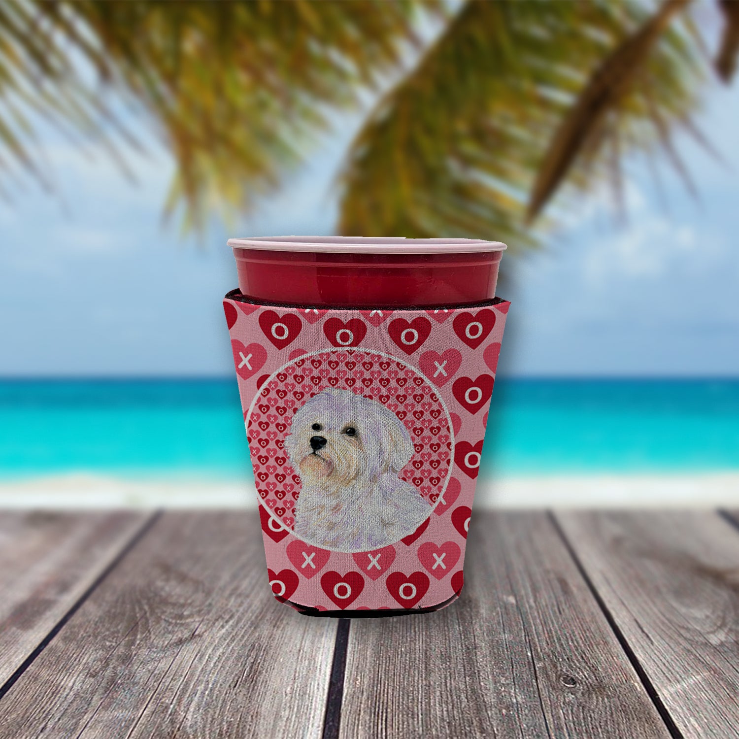 Maltese  Red Cup Beverage Insulator Hugger  the-store.com.