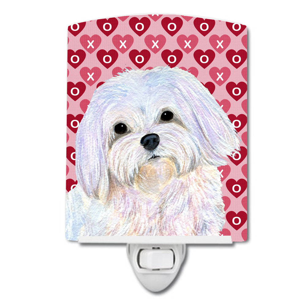 Maltese Hearts Love and Valentine's Day Portrait Ceramic Night Light SS4482CNL - the-store.com