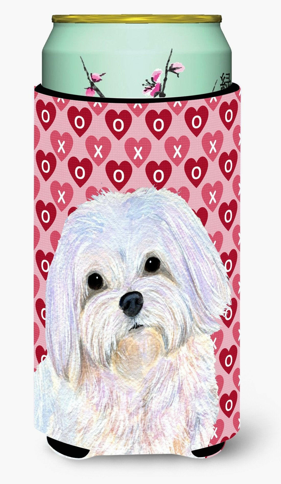 Maltese Hearts Love and Valentine&#39;s Day Portrait  Tall Boy Beverage Insulator Beverage Insulator Hugger by Caroline&#39;s Treasures