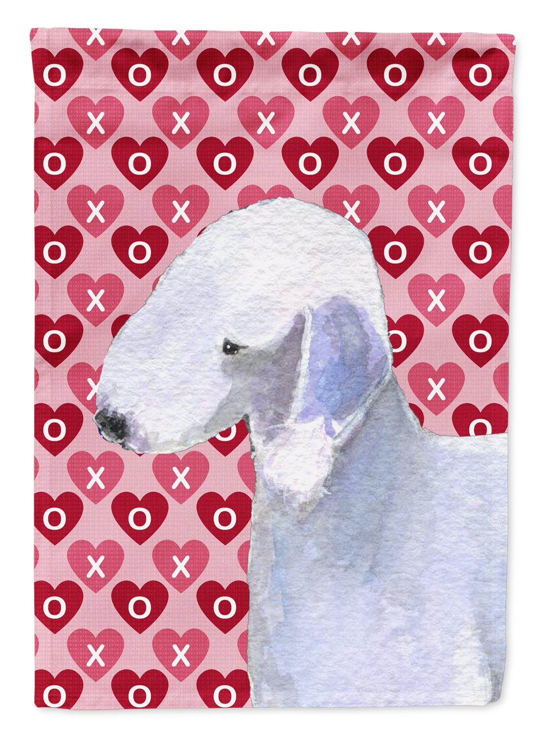 Bedlington Terrier Hearts Love and Valentine's Day  Flag Canvas House Size  the-store.com.