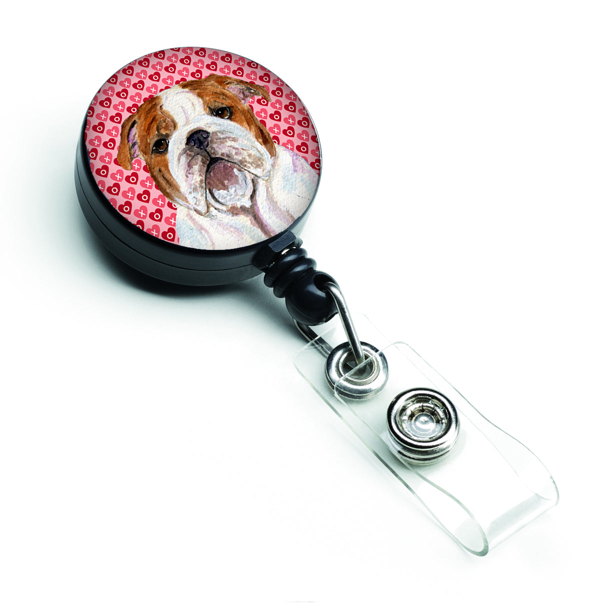 Bulldog English Love Retractable Badge Reel or ID Holder with Clip.