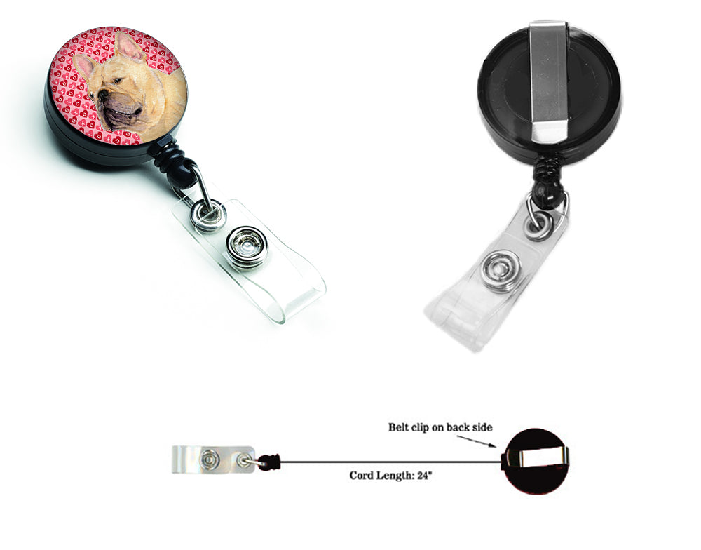 French Bulldog Love Retractable Badge Reel or ID Holder with Clip.