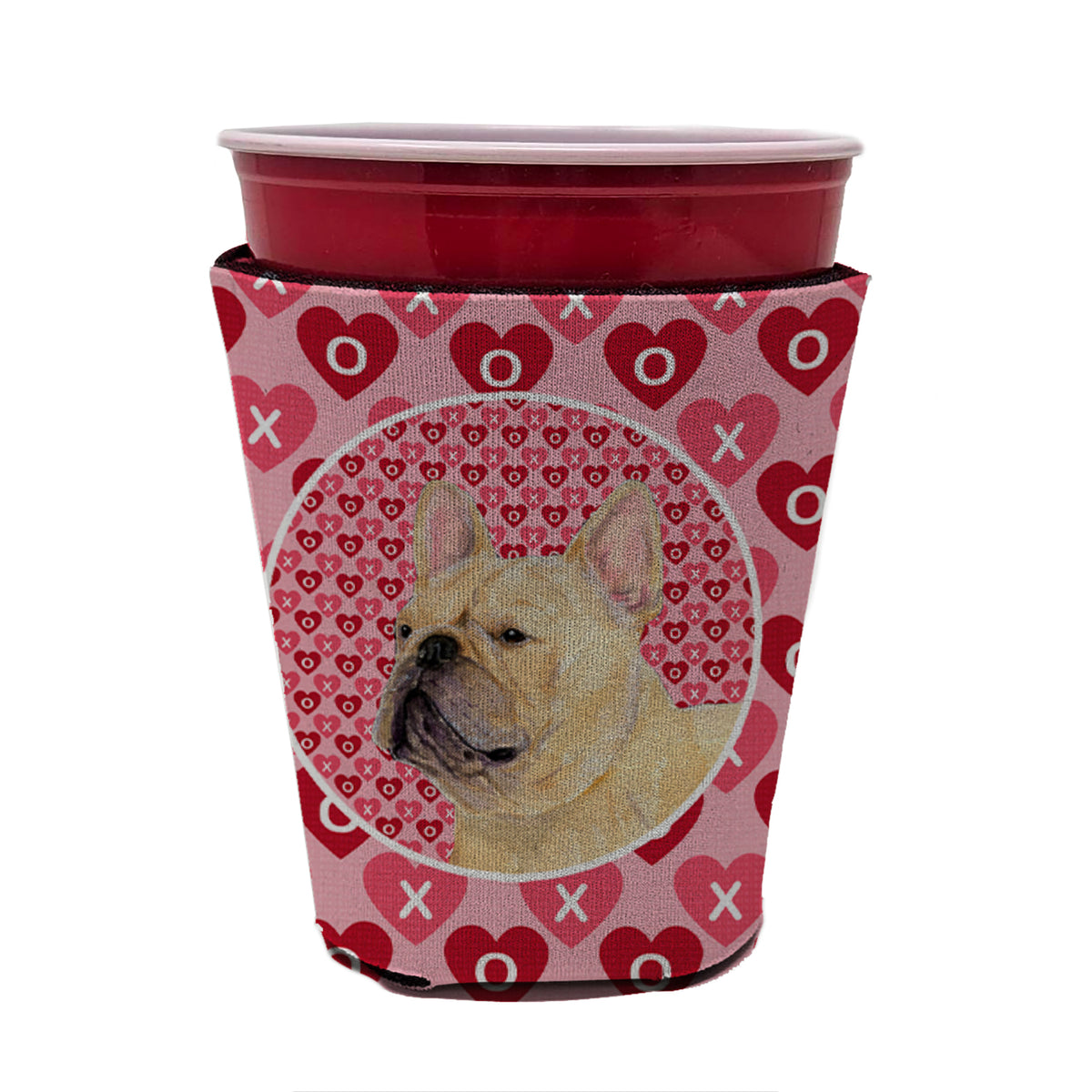 French Bulldog  Red Cup Beverage Insulator Hugger  the-store.com.